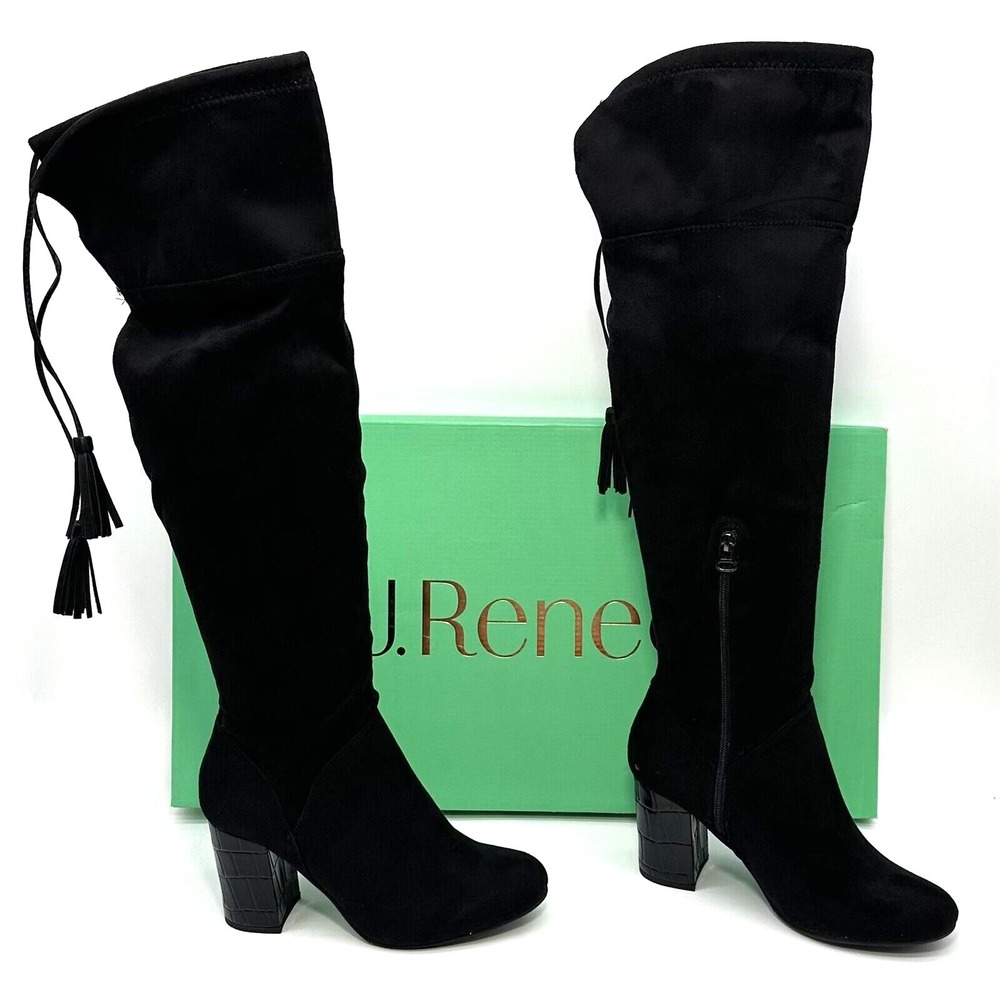 J. Renee Calcari Womens Size‎ 9 W Suede Croc Print Heel Over The Knee Boots